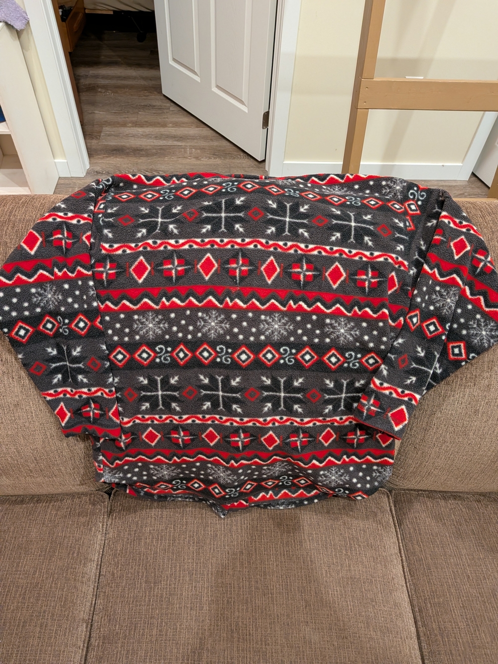 Button-Up Winter Themed Fleece Sweater